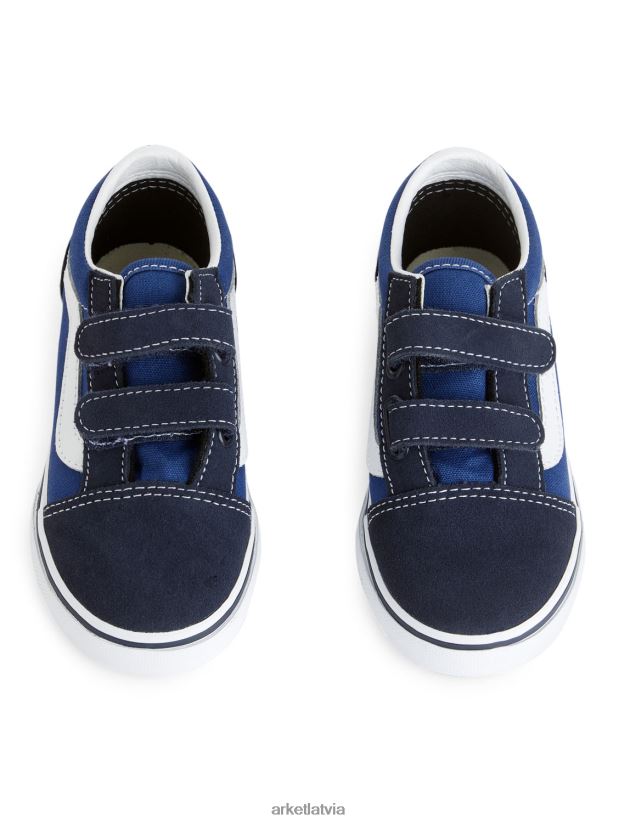 bērni ARKET vans toddler old skool hook and loop trenažieri apavi tumši zils/balts DT8RBB1398