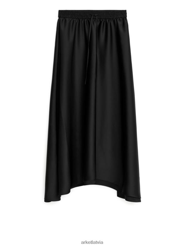 sievietes ARKET midi satīna svārki apģērbs melns DT8RBB243