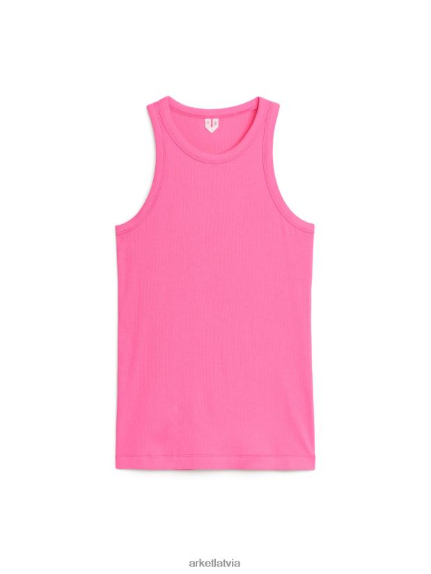 sievietes ARKET rib racer tank top apģērbs Koši rozā DT8RBB342