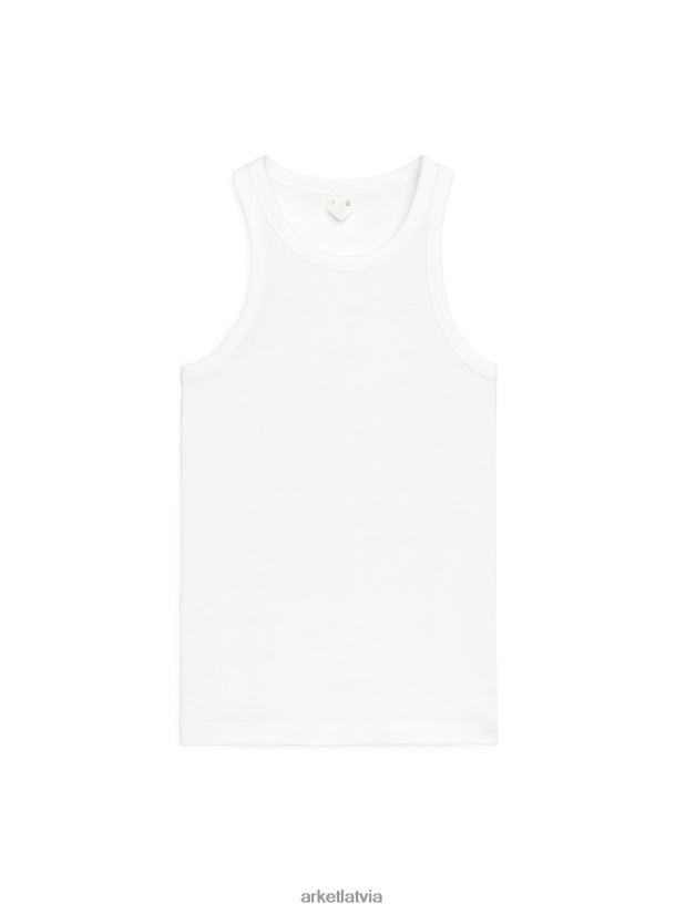 sievietes ARKET rib racer tank top apģērbs balts DT8RBB275