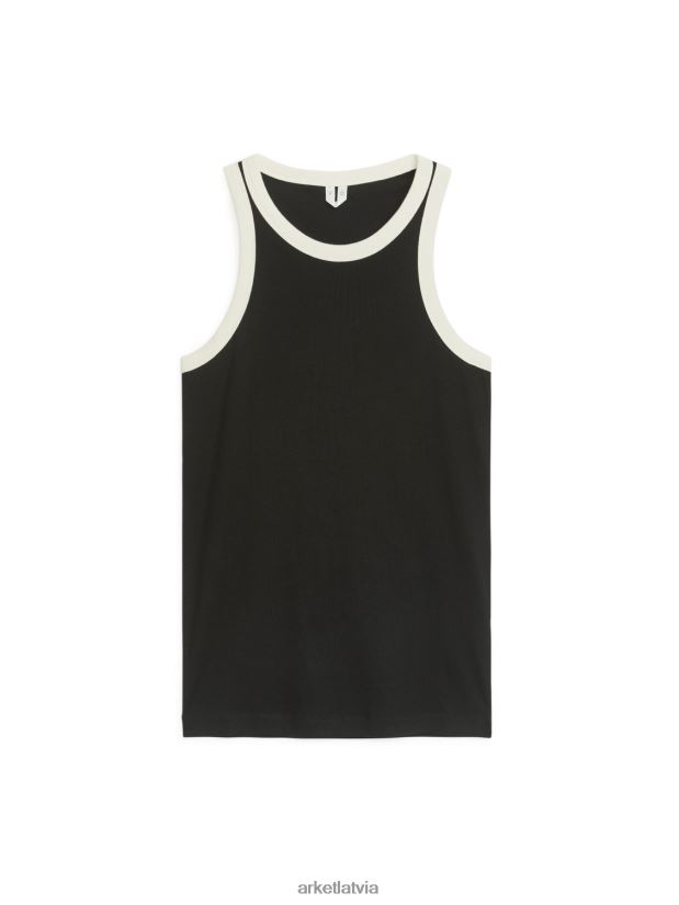 sievietes ARKET rib racer tank top apģērbs melns/balts DT8RBB355