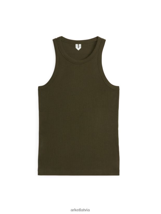 sievietes ARKET rib racer tank top apģērbs tumši zaļa DT8RBB290